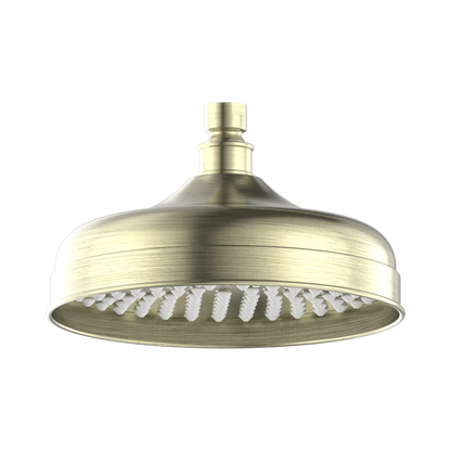 York 200mm Shower Head Aged Brass