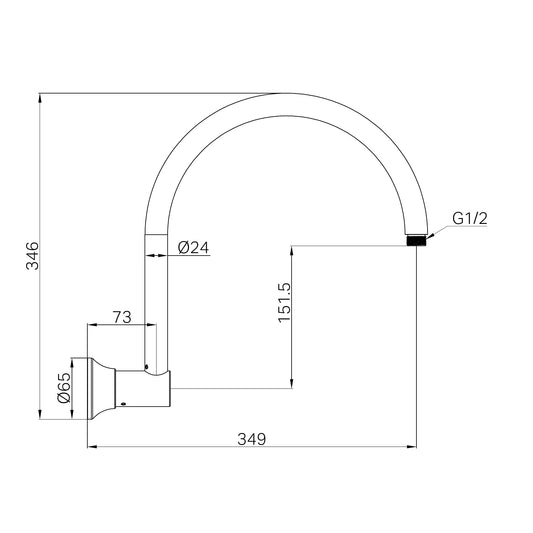 Nero York Wall Shower Arm Brushed Nickel