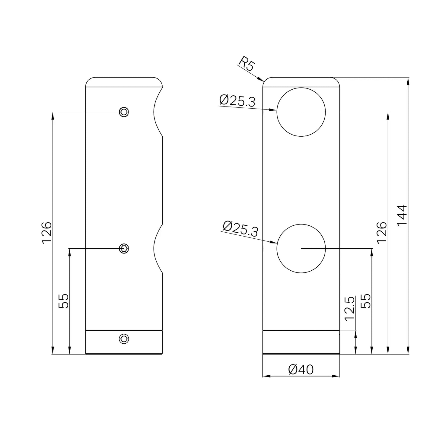 Nero Mecca Care Make Your Own 25mm Grab Rail Double Towel Bracket Left Brushed Nickel