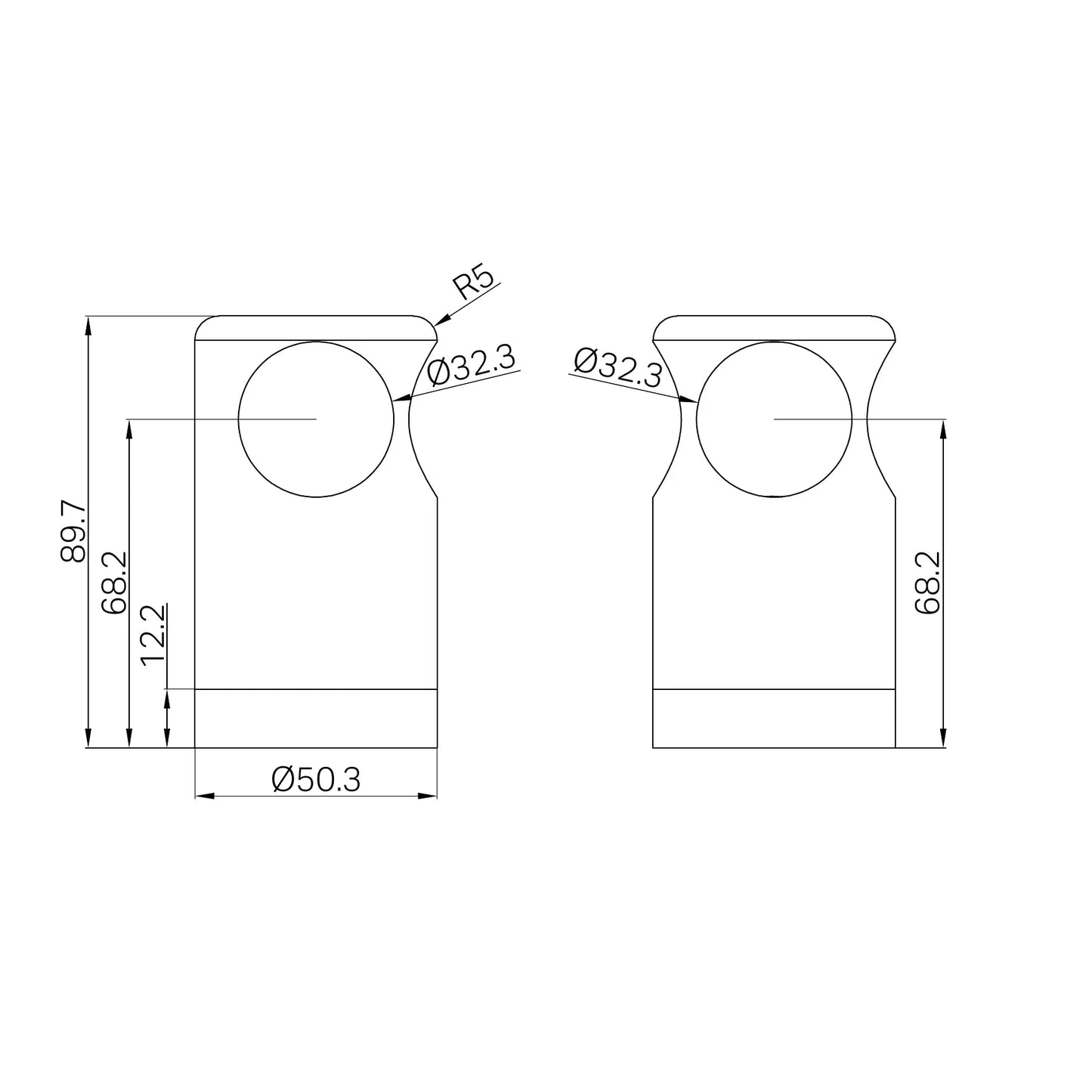 Nero Mecca Care Make Your Own 32mm Grab Rail T Bar Bracket Matte Black