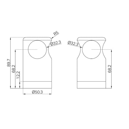 Nero Mecca Care Make Your Own 32mm Grab Rail T Bar Bracket Brushed Bronze