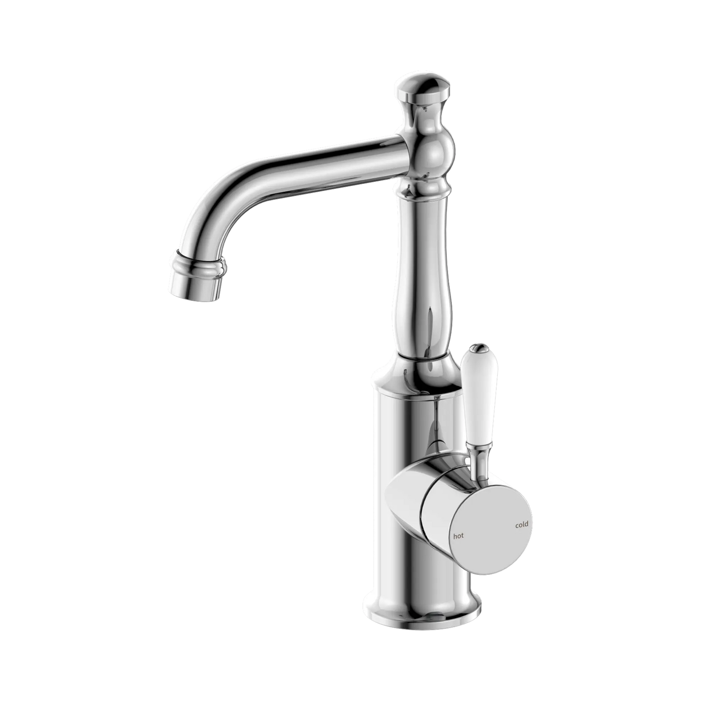 York Basin Mixer With White Porcelain Lever Chrome