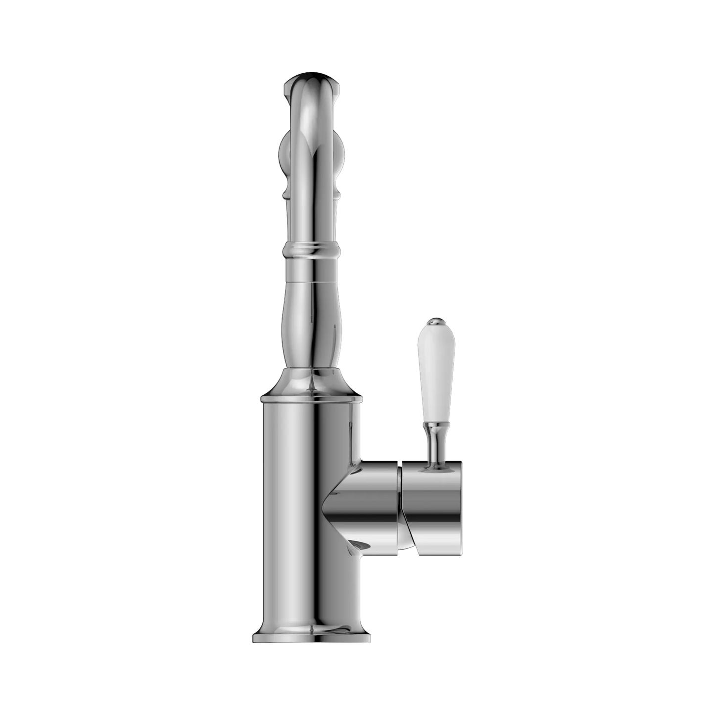 York Basin Mixer With White Porcelain Lever Chrome