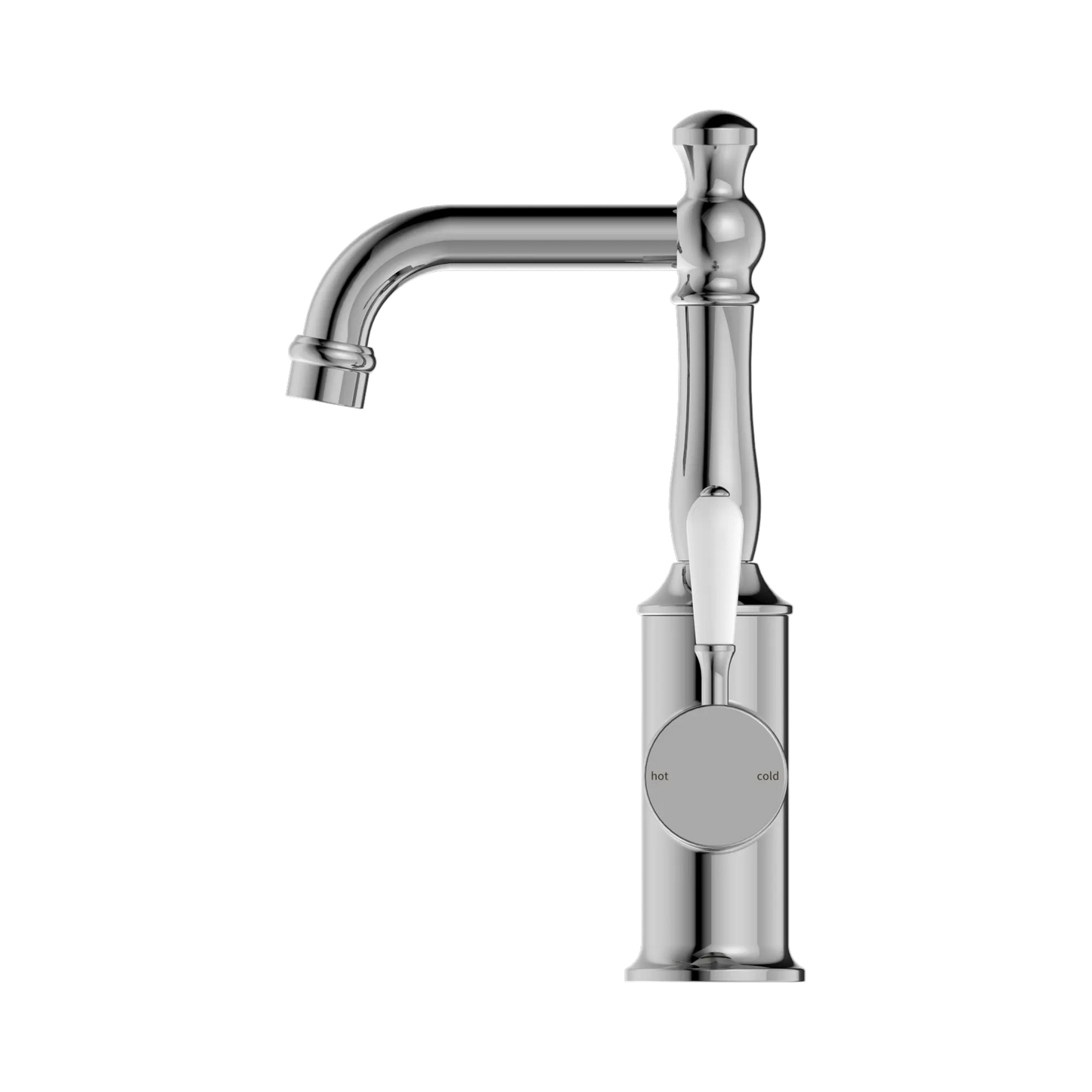 York Basin Mixer With White Porcelain Lever Chrome