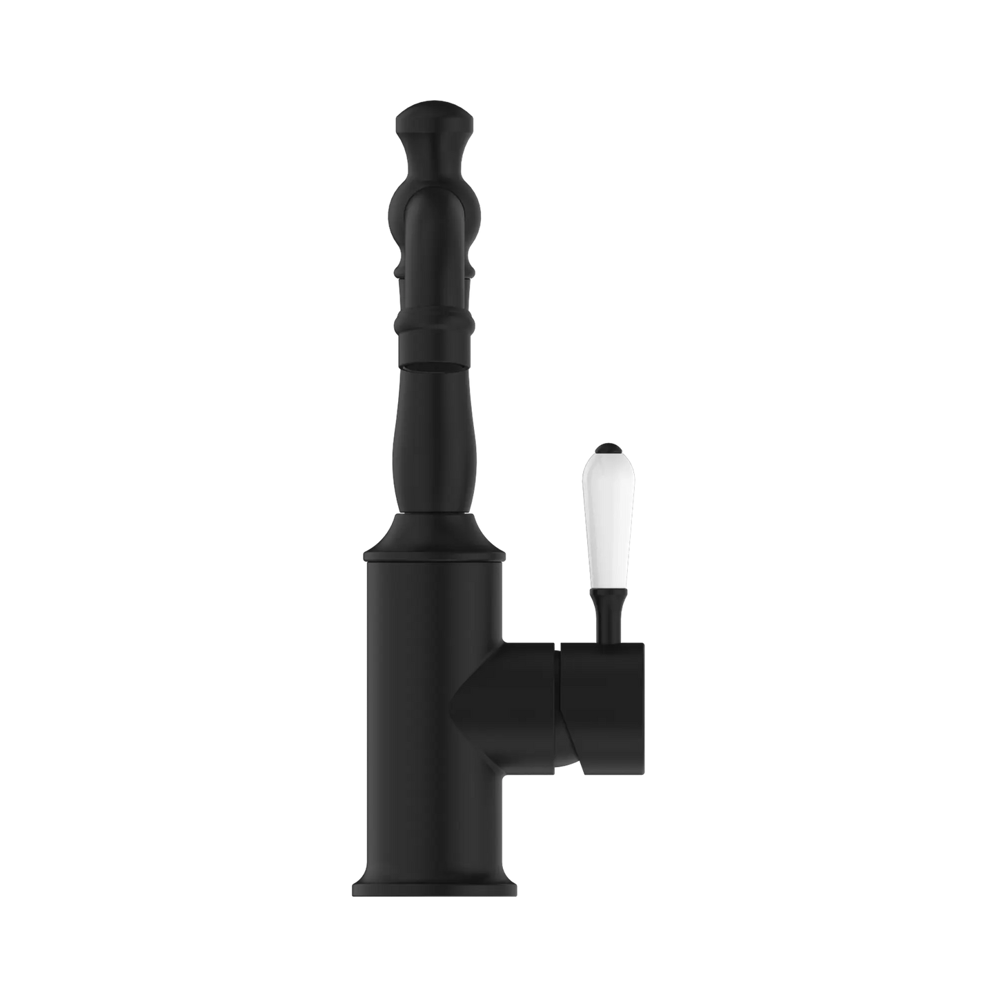 York Basin Mixer With White Porcelain Lever Matte Black