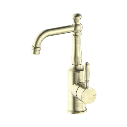 York Basin Mixer With Metal Lever Aged Brass