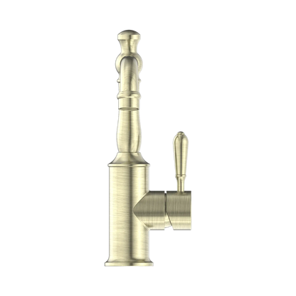 York Basin Mixer With Metal Lever Aged Brass