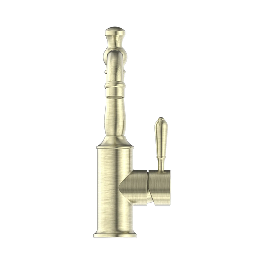 York Basin Mixer With Metal Lever Aged Brass