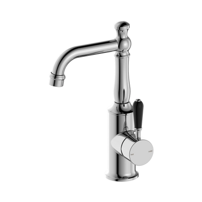 York Basin Mixer With Black Porcelain Lever Chrome