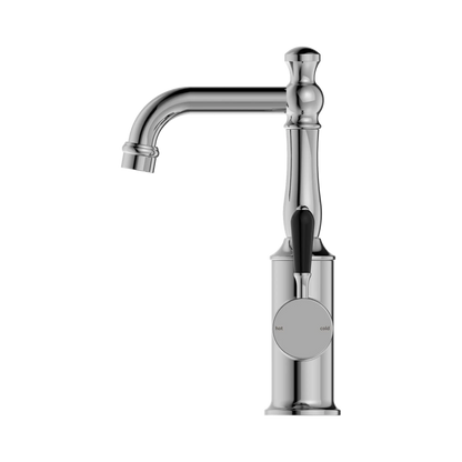 York Basin Mixer With Black Porcelain Lever Chrome