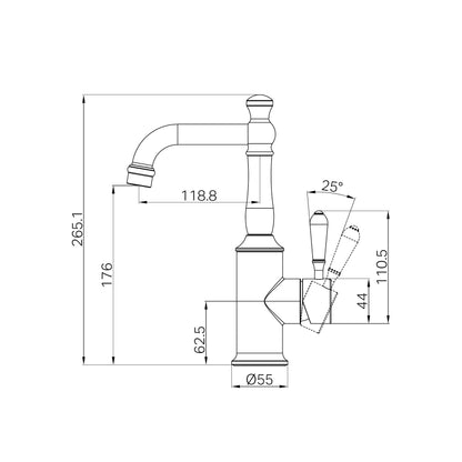 York Basin Mixer With Metal Lever Brushed Nickel