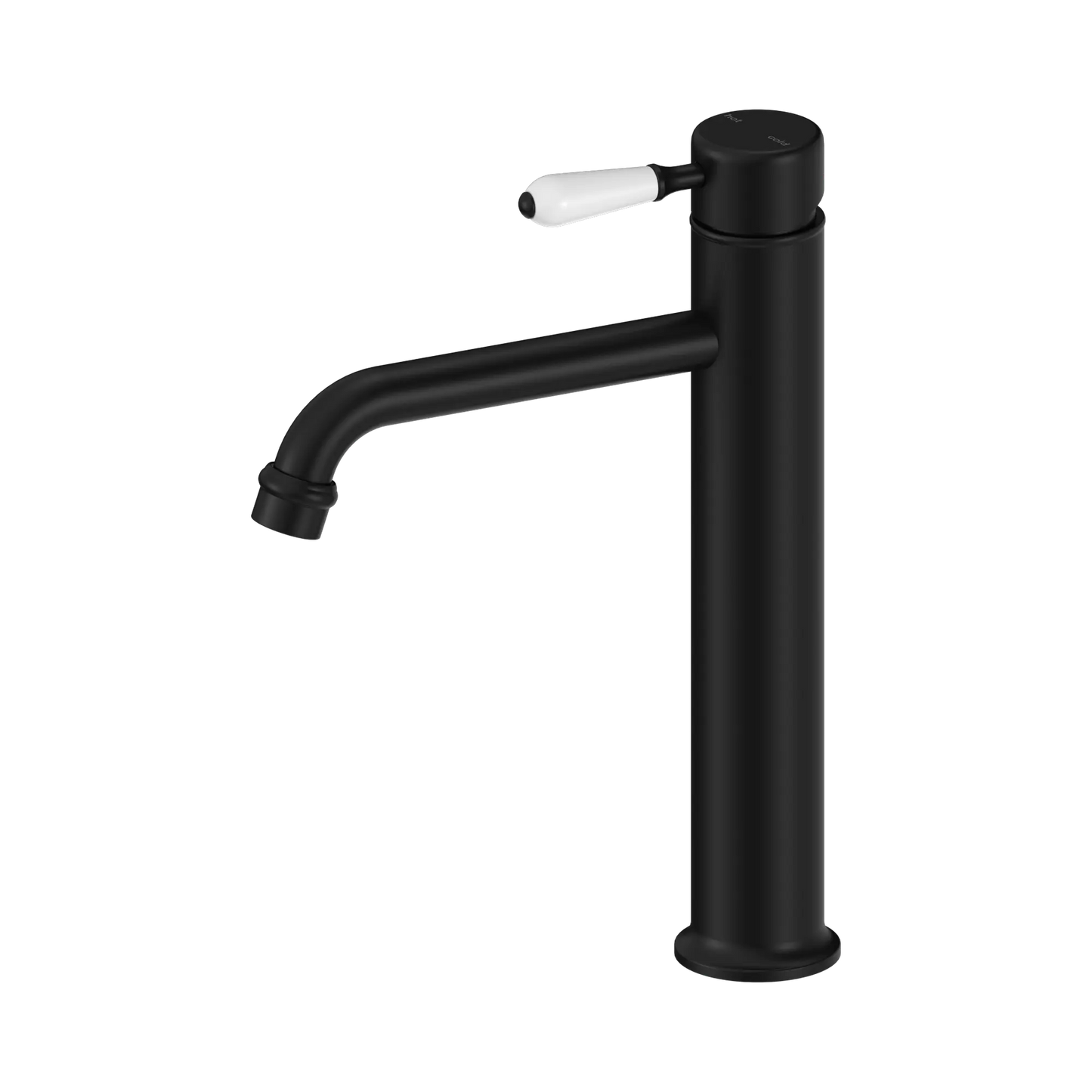 York Straight Tall Basin Mixer With White Porcelain Lever Matte Black