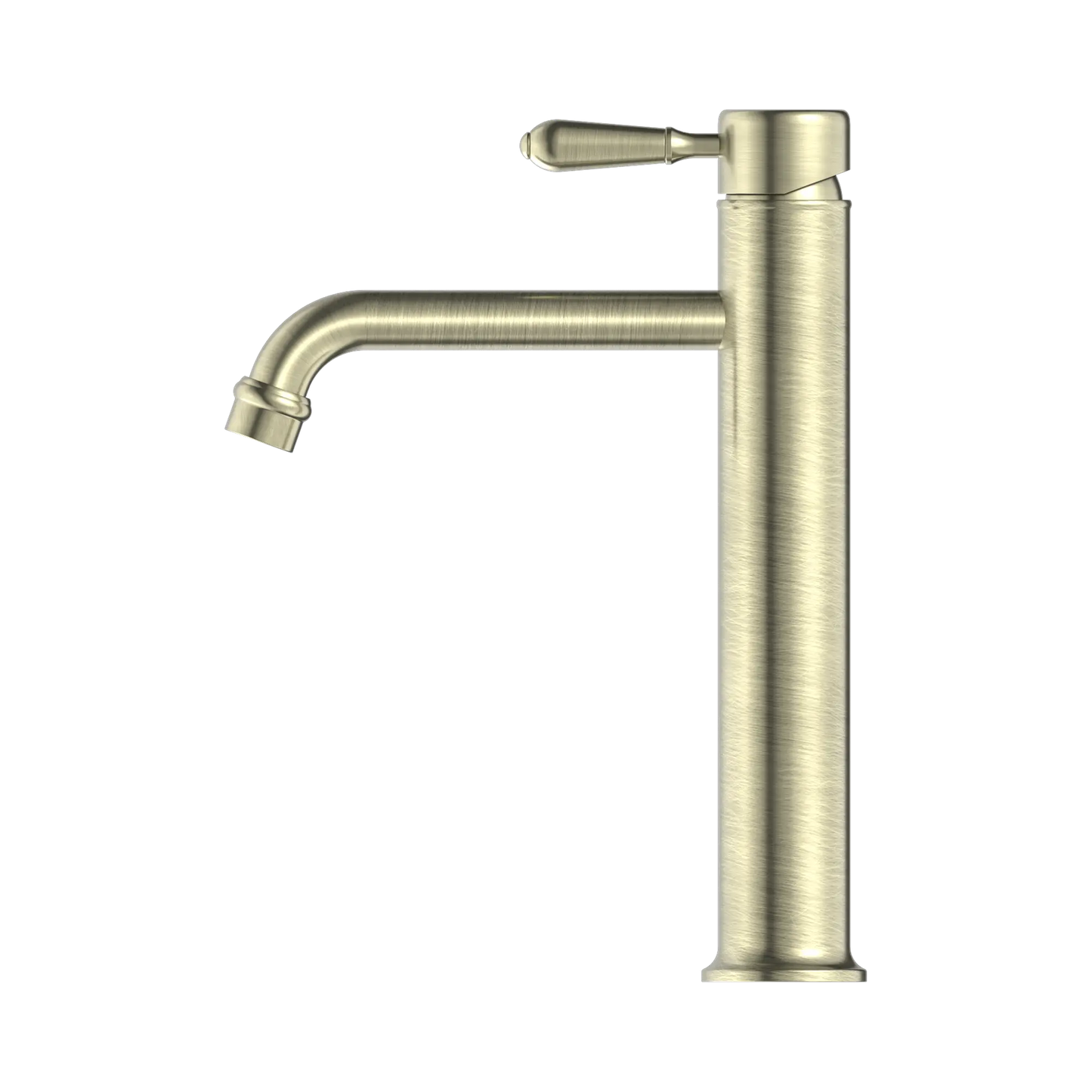 York Straight Tall Basin Mixer With Metal Lever Aged Brass