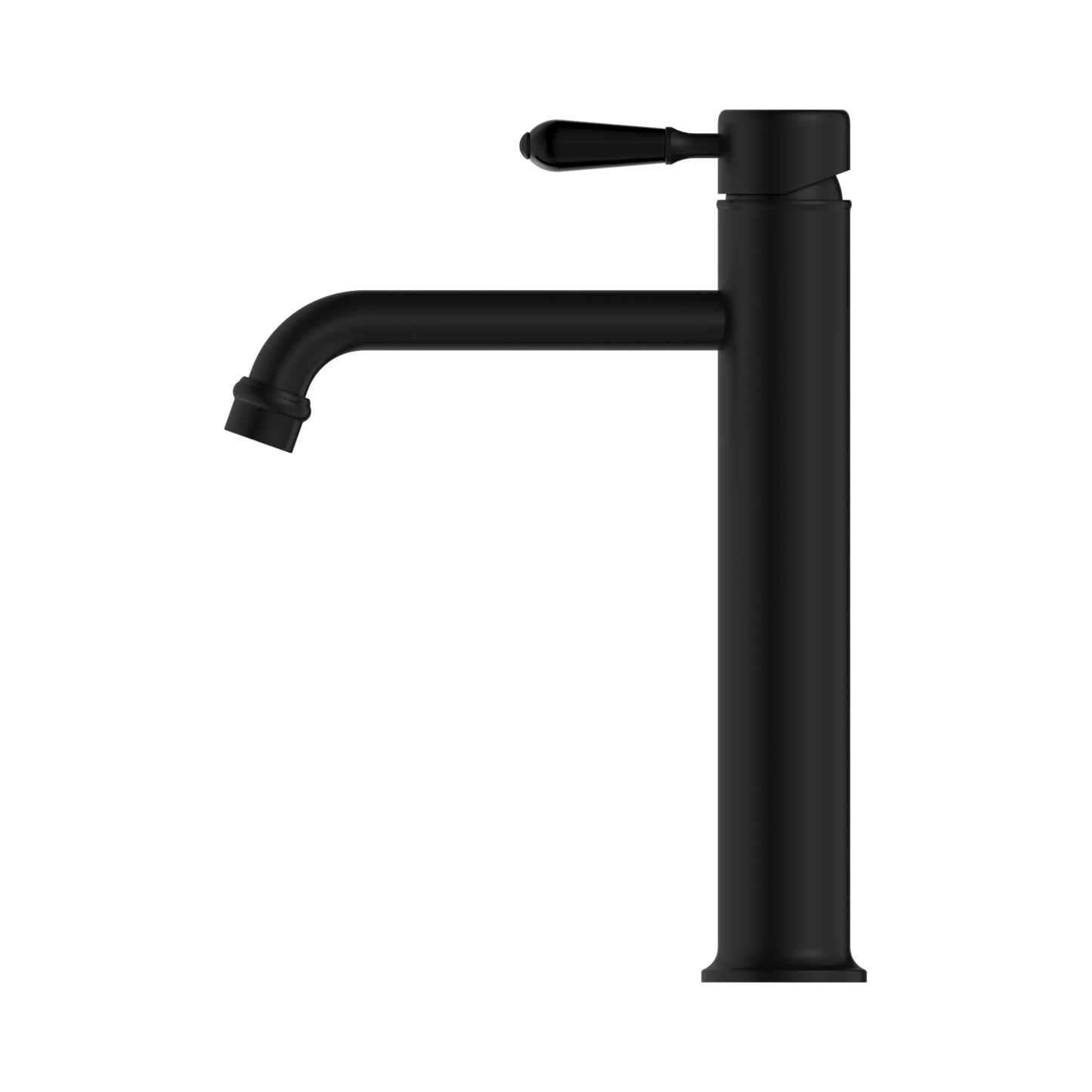York Straight Tall Basin Mixer With Metal Lever Matte Black