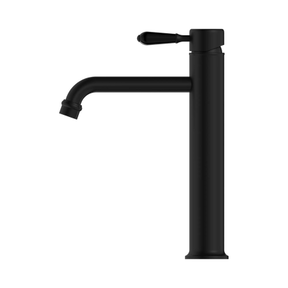 York Straight Tall Basin Mixer With Metal Lever Matte Black