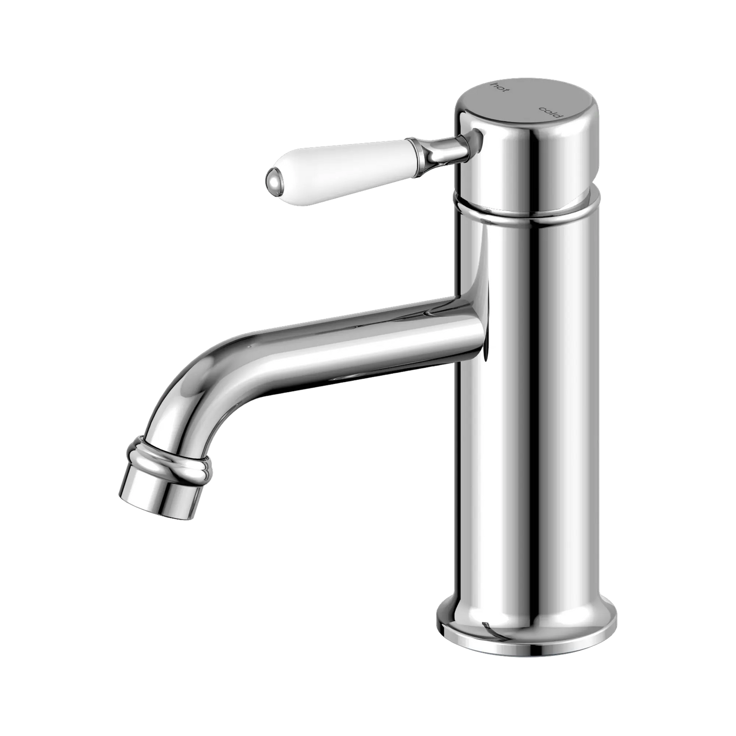York Straight Basin Mixer With White Porcelain Lever Chrome