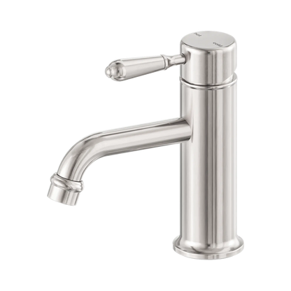 York Straight Basin Mixer With Metal Lever Brushed Nickel