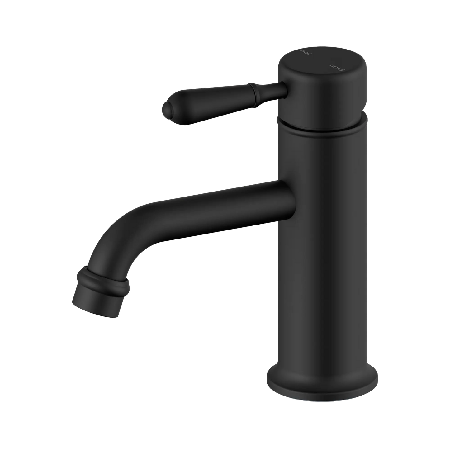 York Straight Basin Mixer With Metal Lever Matte Black