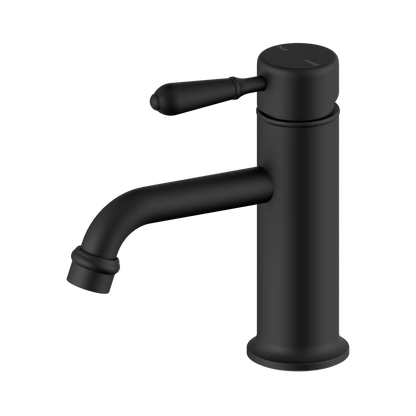 York Straight Basin Mixer With Metal Lever Matte Black