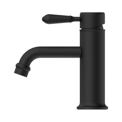 York Straight Basin Mixer With Metal Lever Matte Black