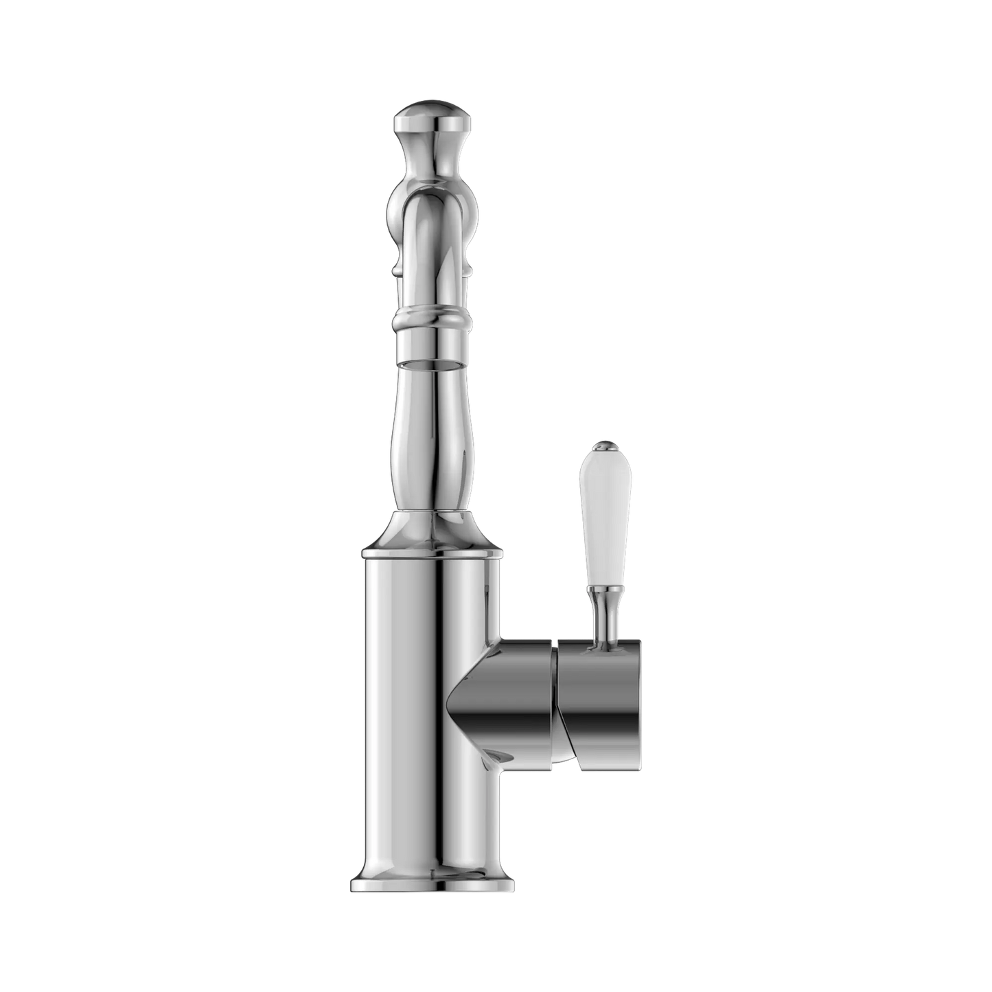 York Basin Mixer Hook Spout With White Porcelain Lever Chrome
