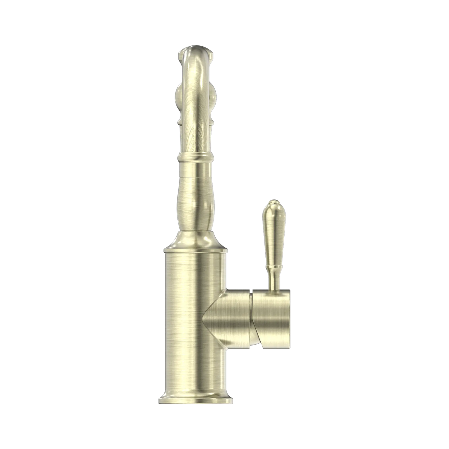 York Basin Mixer Hook Spout With Metal Lever Aged Brass