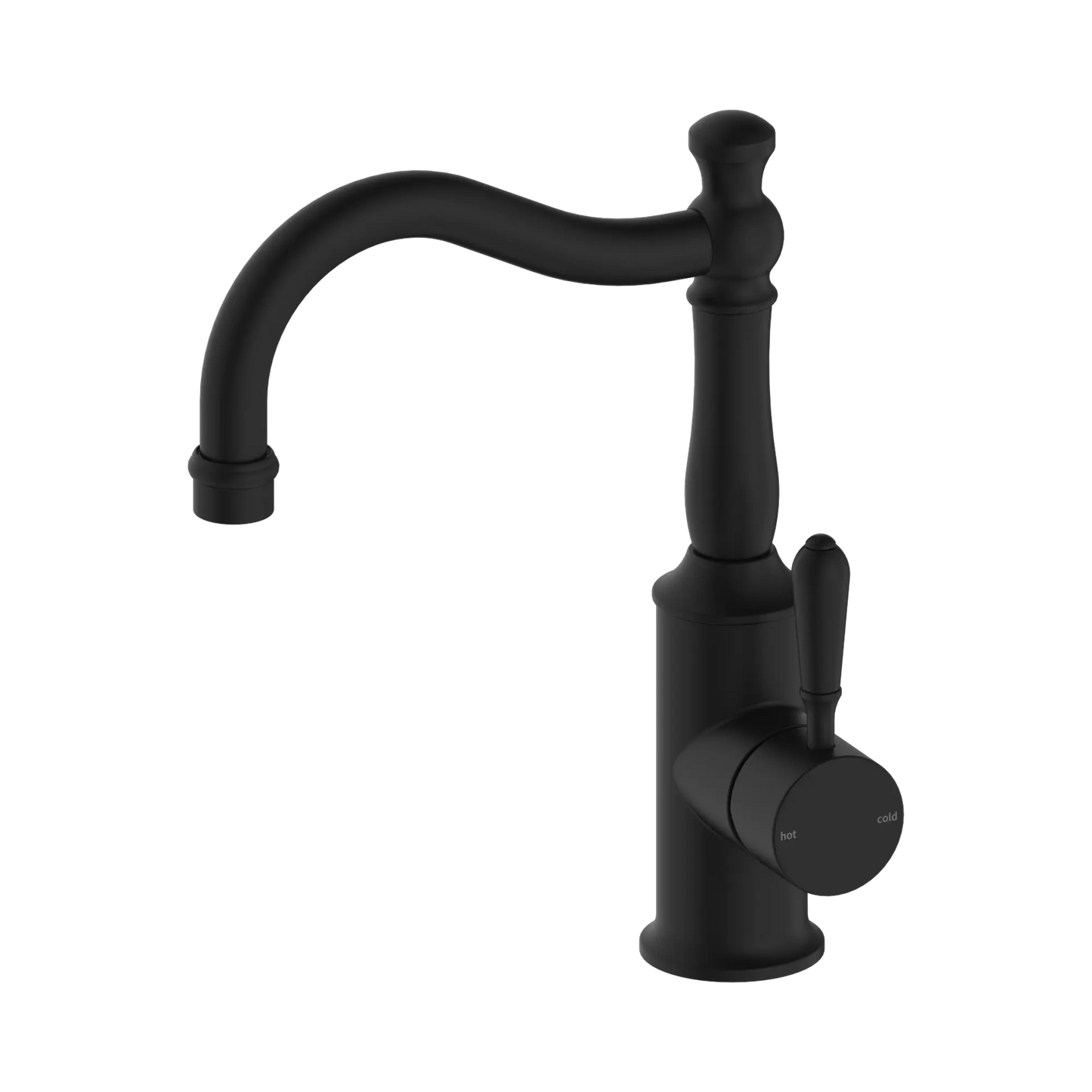 York Basin Mixer Hook Spout With Metal Lever Matte Black