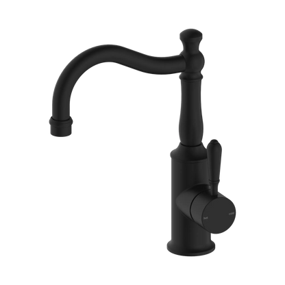York Basin Mixer Hook Spout With Metal Lever Matte Black