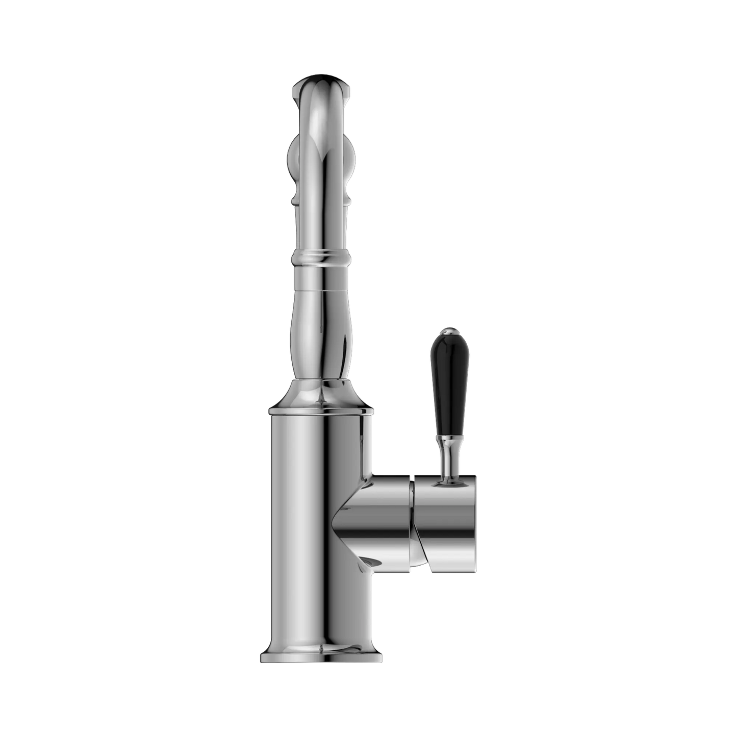 York Basin Mixer Hook Spout With Black Porcelain Lever Chrome