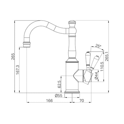 York Basin Mixer Hook Spout With Metal Lever Chrome