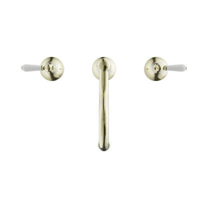 York Basin Set With White Porcelain Lever Aged Brass
