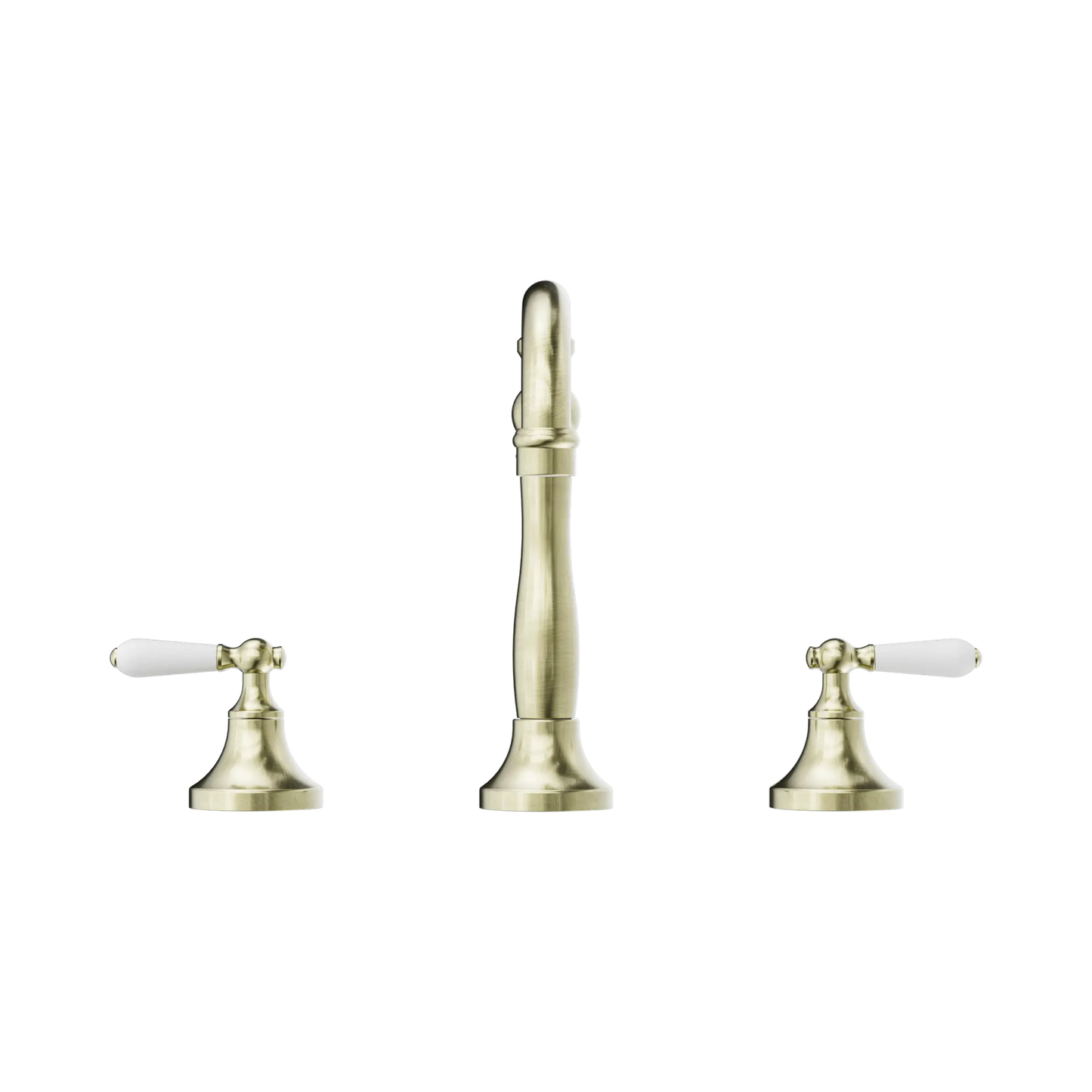 York Basin Set With White Porcelain Lever Aged Brass