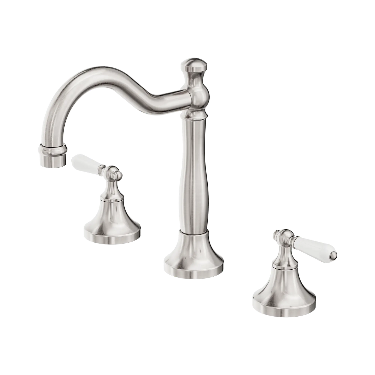 York Basin Set With White Porcelain Lever Brushed Nickel