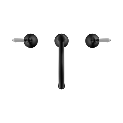 York Basin Set With White Porcelain Lever Matte Black
