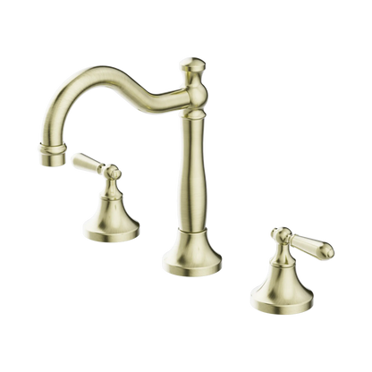 York Basin Set With Metal Lever Aged Brass