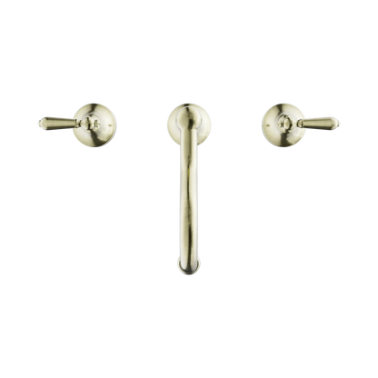 York Basin Set With Metal Lever Aged Brass