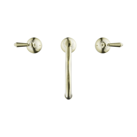 York Basin Set With Metal Lever Aged Brass