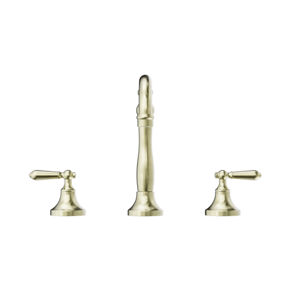 York Basin Set With Metal Lever Aged Brass