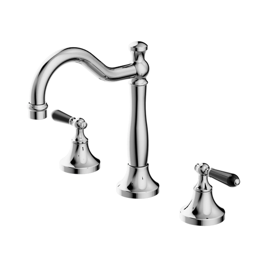 York Basin Set With Black Porcelain Lever Chrome