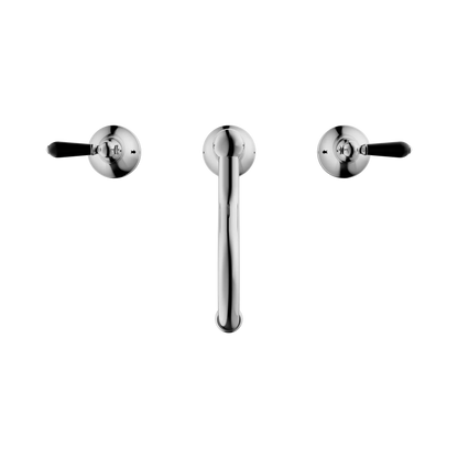 York Basin Set With Black Porcelain Lever Chrome