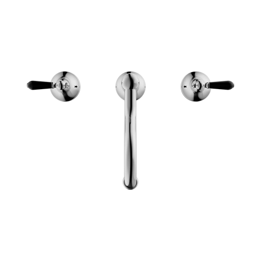 York Basin Set With Black Porcelain Lever Chrome