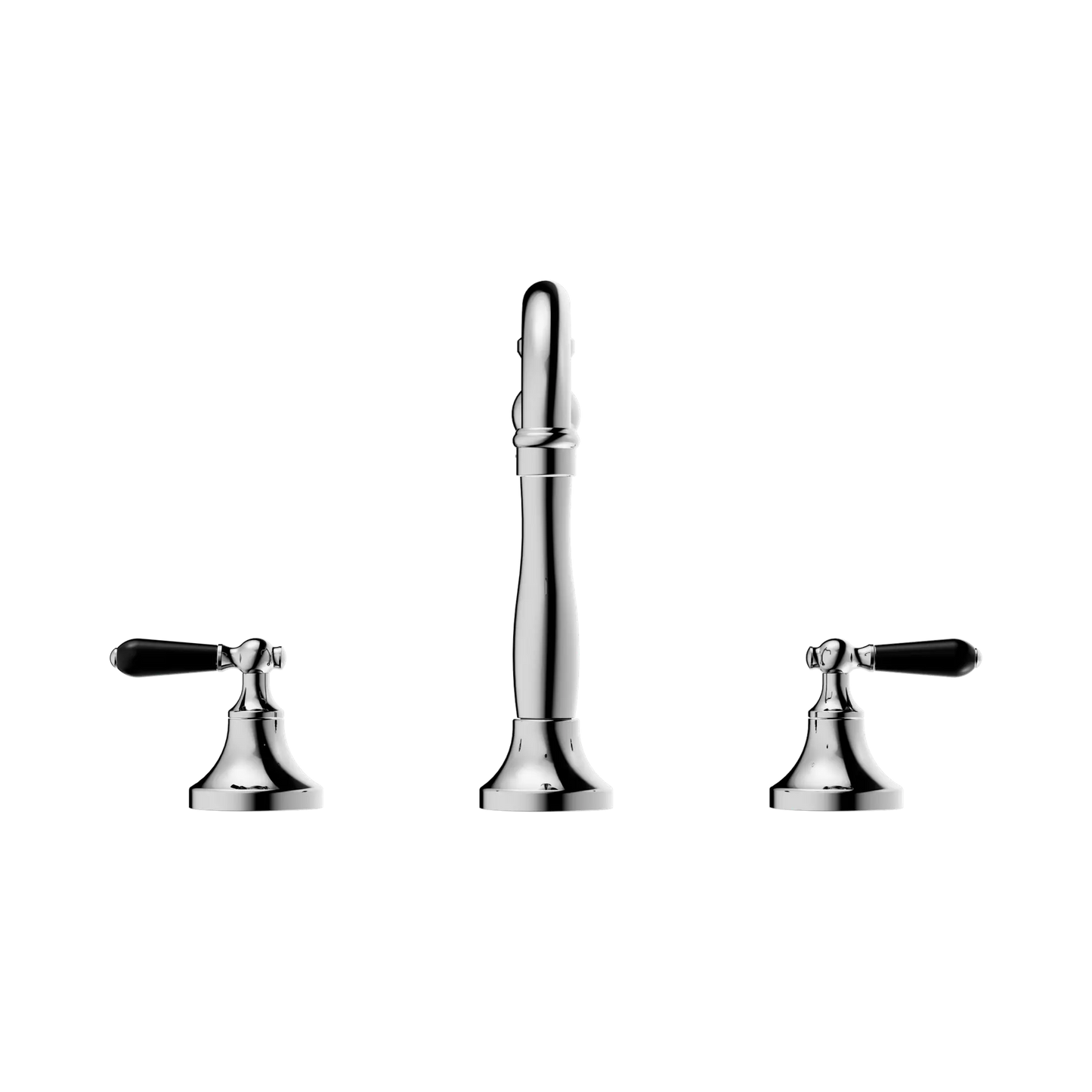 York Basin Set With Black Porcelain Lever Chrome