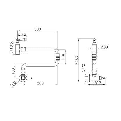 York Wall Mounted Pot Filler Brushed Nickel