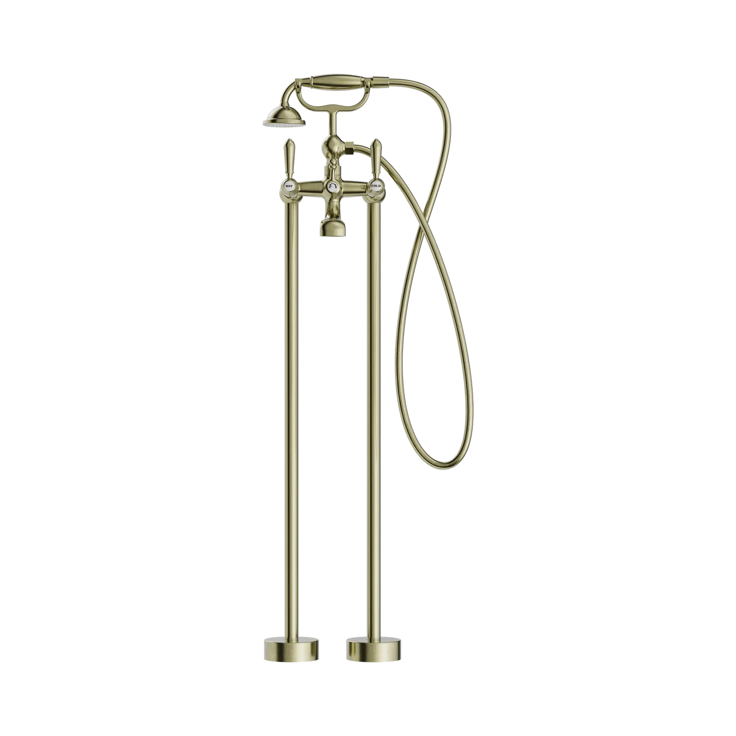 York Freestanding Bath Set With Metal Hand Shower Aged Brass