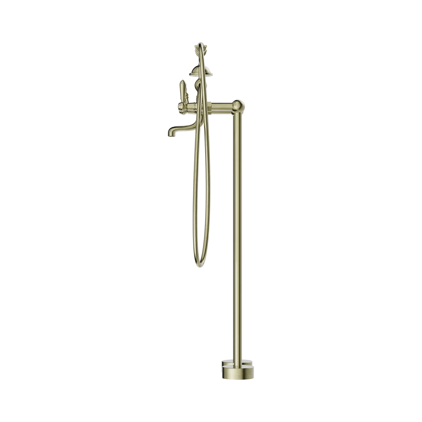 York Freestanding Bath Set With Metal Hand Shower Aged Brass