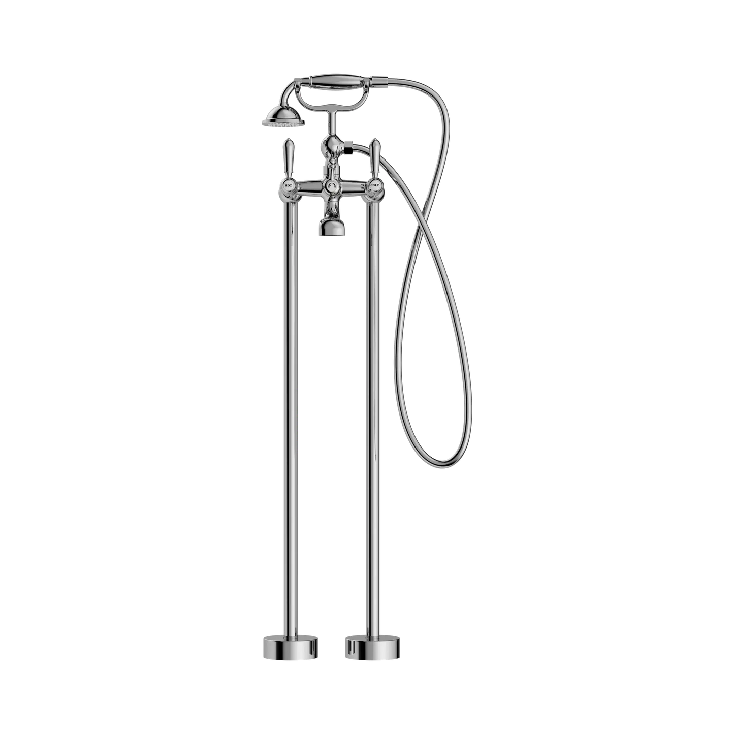 York Freestanding Bath Set With Metal Hand Shower Chrome
