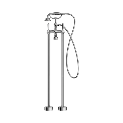 York Freestanding Bath Set With Metal Hand Shower Chrome