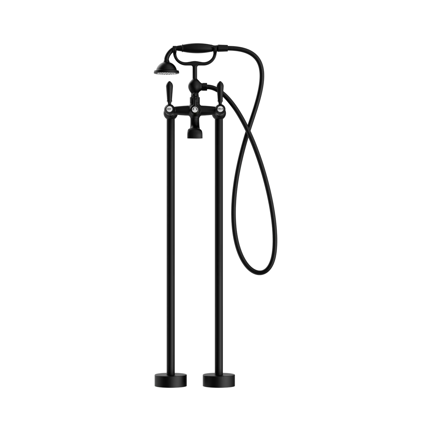 York Freestanding Bath Set With Metal Hand Shower Matte Black