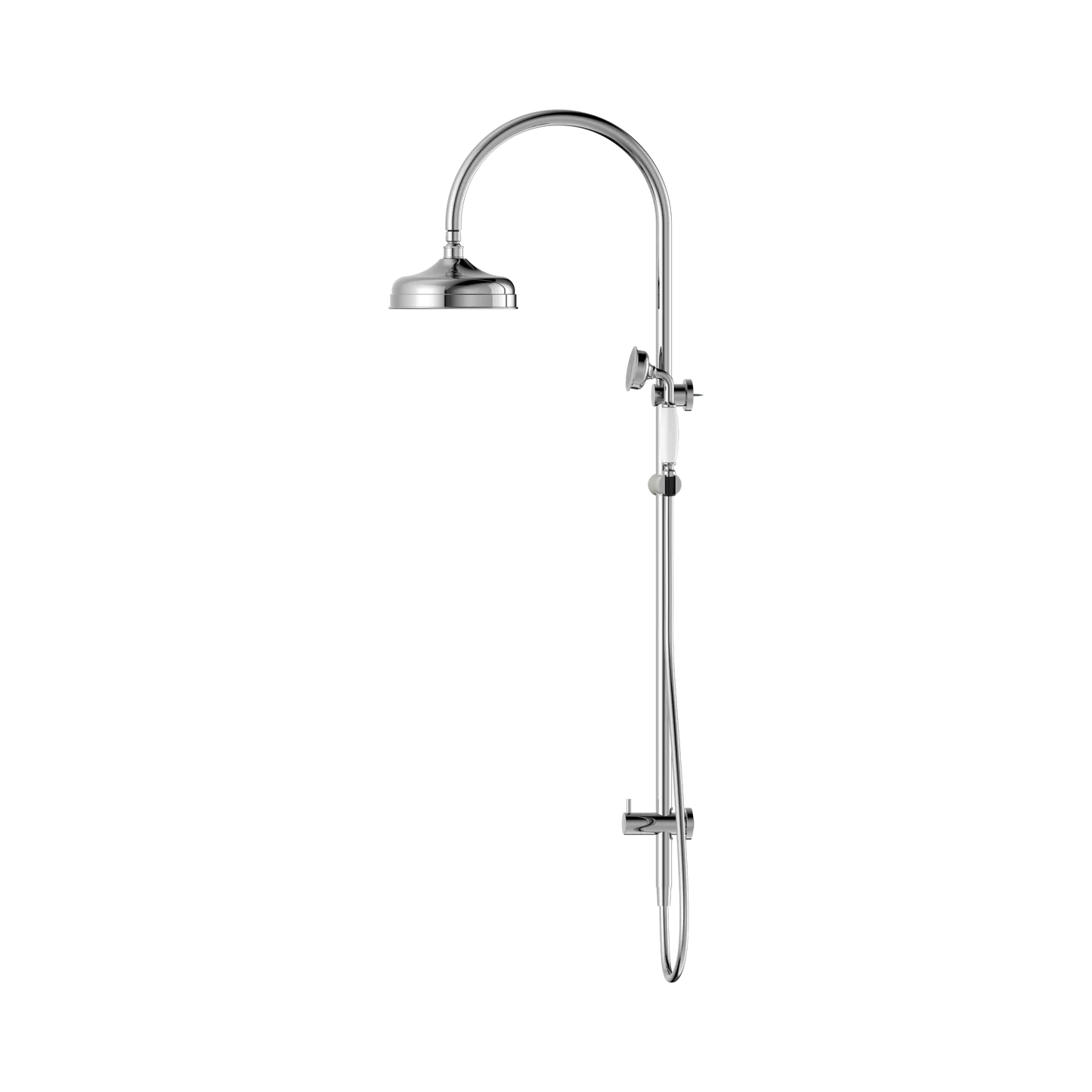 York Twin Shower With White Porcelain Hand Shower Chrome