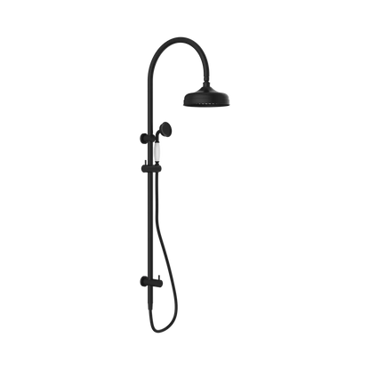 York Twin Shower With White Porcelain Hand Shower Matte Black